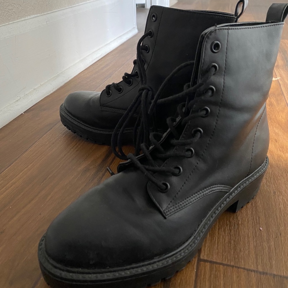 Black combat boots